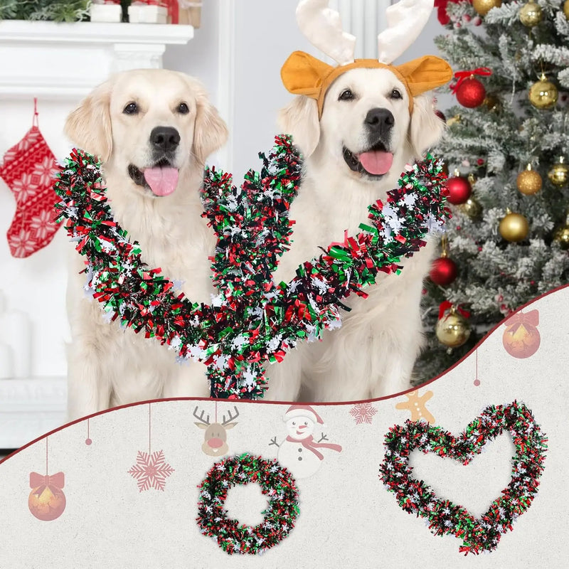 Weihnachtsgirlande FrostGlanz | 2 m Schneeflocken-Lametta | Metallic Glitzer | Baum-, Decken- & Partydekoration