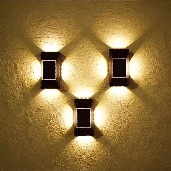 Lumivara Solar Wandleuchte mit 12 LEDs | 4-Seiten-Licht | IP65 Wasserdicht | Weiß oder Warmweiß