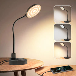 LED-Schreibtischlampe Lixora Flex | Augenschonend & Dimmbar | 3 Lichtfarben & 5 Helligkeiten | USB-Anschluss & Flex-Arm