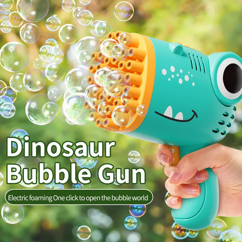 Dinosaurier Seifenblasenpistole DinoBubble 40X Pro | 40 Düsen | Vollautomatische Hand-Bubble-Maschine | Ohne Akku & Seifenwasser