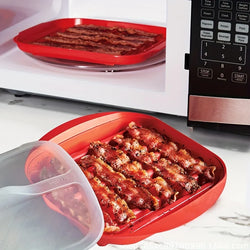 CRISPYWAVE Mikrowellen-Bacon-Grill | Fettarm & Schnell | Auch für Pizza & Snacks