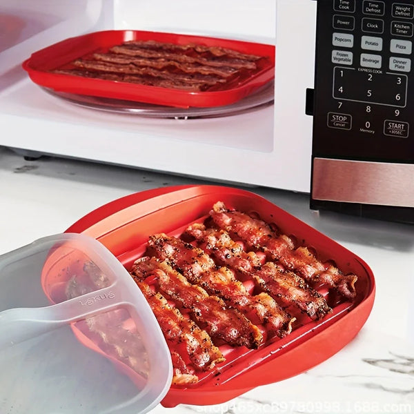 CRISPYWAVE Mikrowellen-Bacon-Grill | Fettarm & Schnell | Auch für Pizza & Snacks