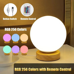 LumiCraft Touch-Tischlampe | USB-Wiederaufladbar | Warmweiß & RGB | Holz- & ABS-Design | 3W