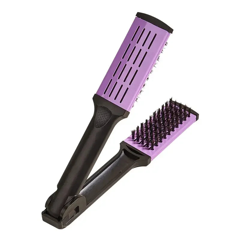 StyloVee Haarglätter Kamm | V-Form | Nylonborsten | Für Alle Haartypen | 26 cm