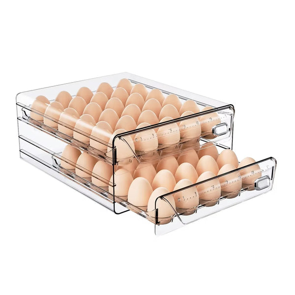 Eierbox KlarFresh | 60er Eierhalter mit 2 Schubladen | Mit Datumsanzeige | Stapelbar & BPA-frei