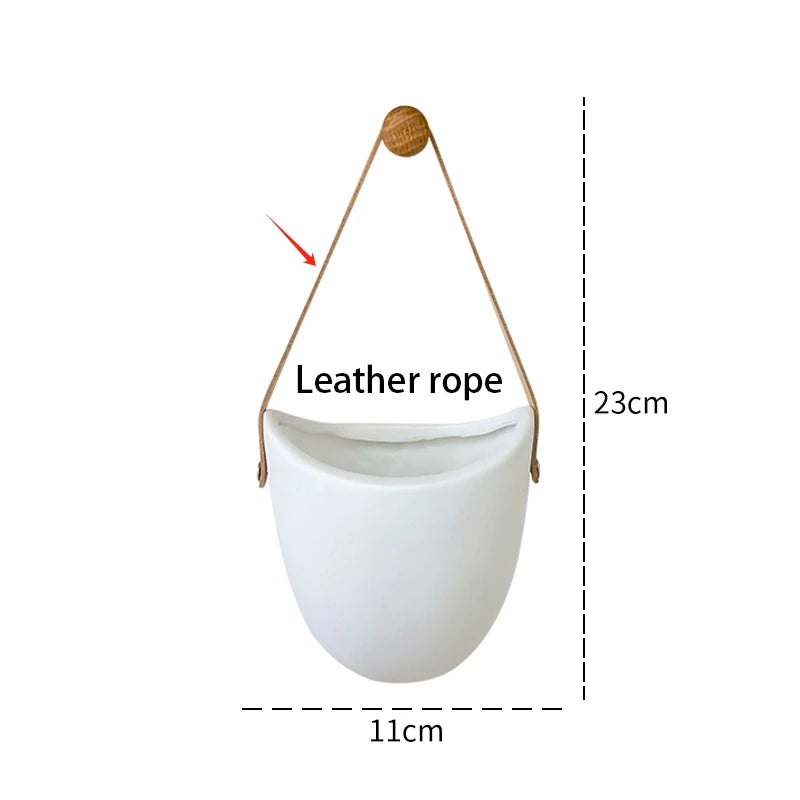 Wandblumentopf Hängevase | Weißer Keramik-Look | 11 cm | Moderne Wanddekoration für Pflanzen & Sukkulenten