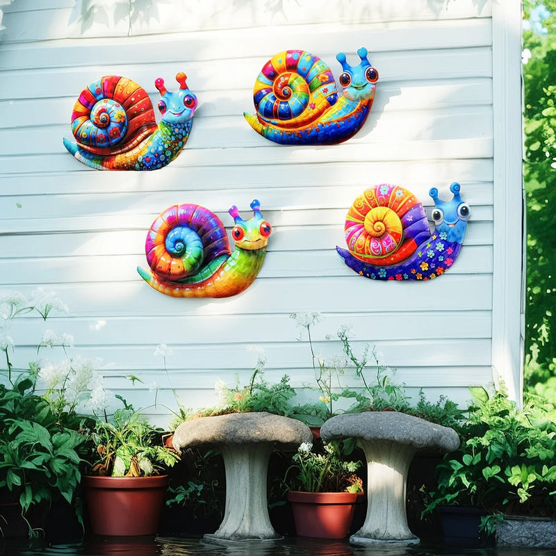 Gartentiva Metall-Wanddeko Schnecke | Wetterfeste Gartendeko aus Metall | Für Zaun, Terrasse & Innenräume | 21,5 × 13,5 cm
