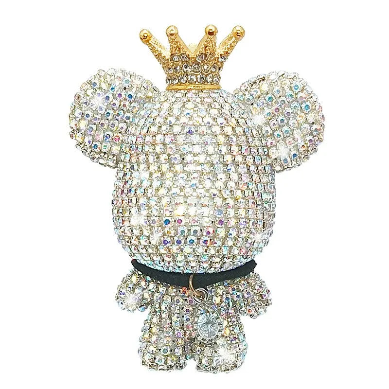 Bearoma Auto Duftclip Bär mit Krone | Aromatherapie & Luftreiniger | Handverziert mit Strass | In Pink, Weiß oder Schwarz
