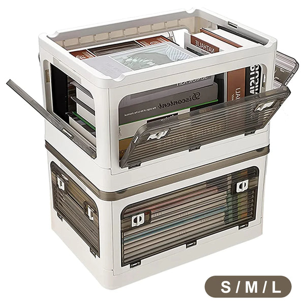 Flexora Faltbare Aufbewahrungsbox | Transparente Klappbox mit Rollen & Griff | Stapelbar & Platzsparend | 27 L / 40 L / 53 L – Weiß