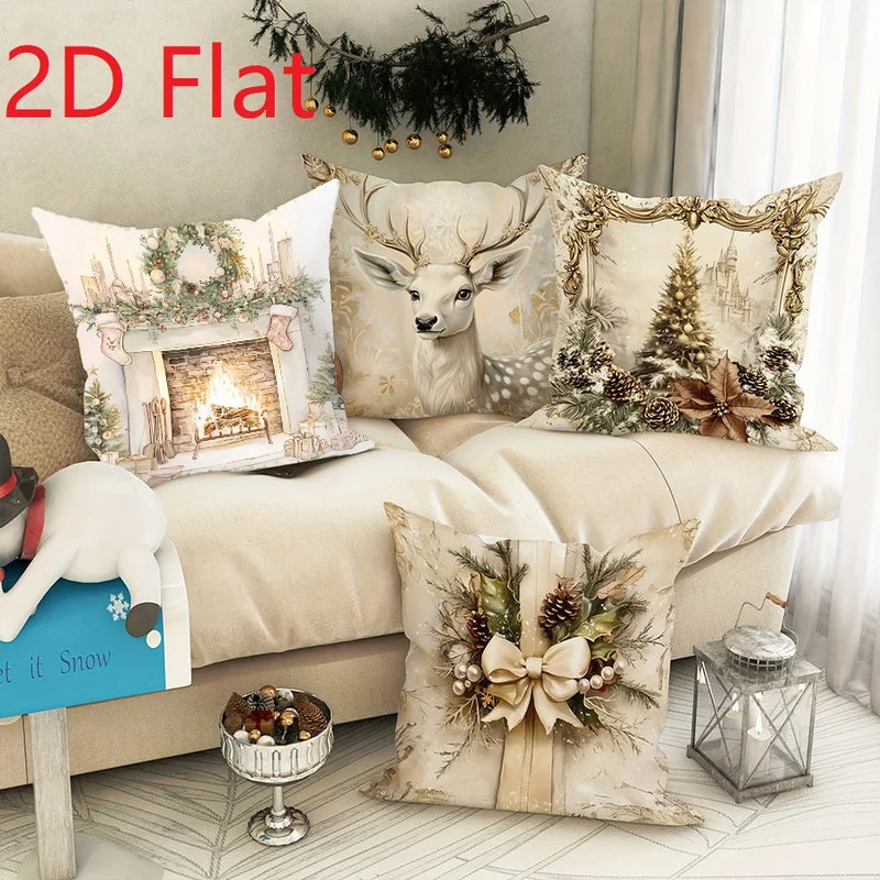 Nordzauber | Weihnachts-Kissenbezug | Weiß mit „Happy 2026“ Motiv | 45 × 45 cm | Festliche Deko für Sofa, Bett & Auto