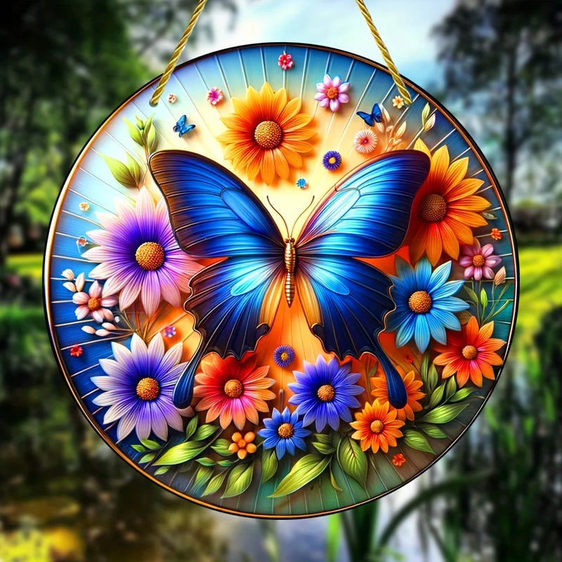 Schmetterling Sonnenfänger AureliaLight | Acryl Rundschild | 15×15 cm / 20×20 cm | Fenster- & Wanddeko