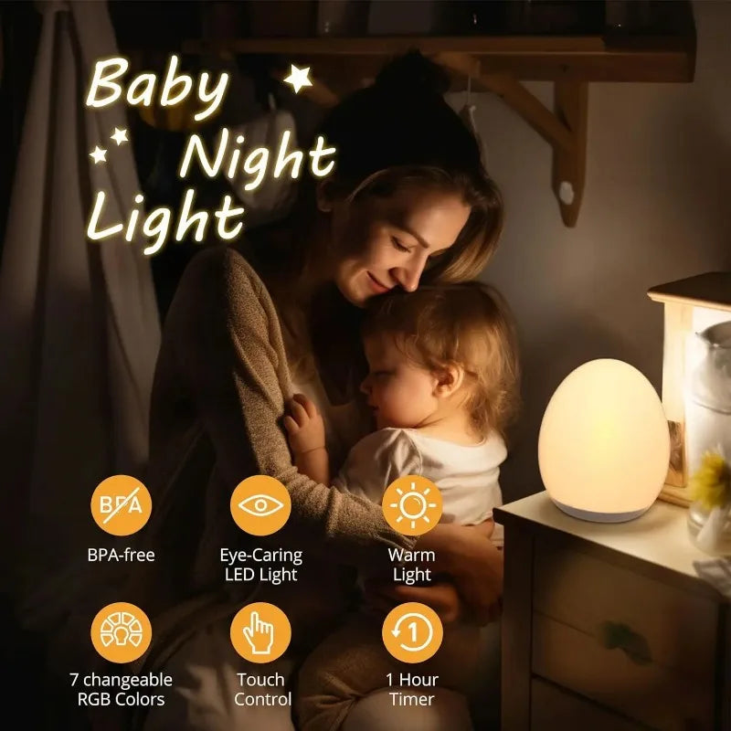 Lumiboo Nachtlicht | RGB & Warmweiß | Touch-Steuerung | 100h Akku | 12 × 10 cm | Baby- & Kinderzimmer