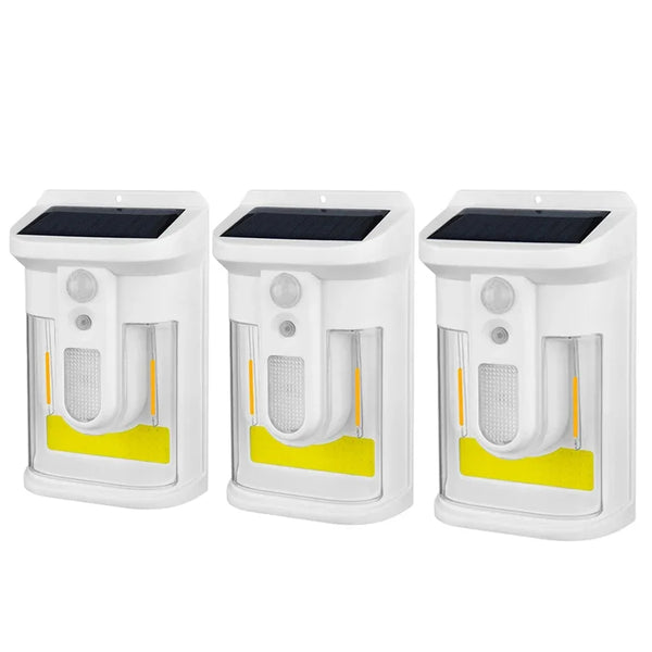 Lumosfera Solar Wandleuchte mit Bewegungsmelder | 3 Lichtmodi | IP65 Wasserdicht | Warmes Flammenlicht für Garten & Hof