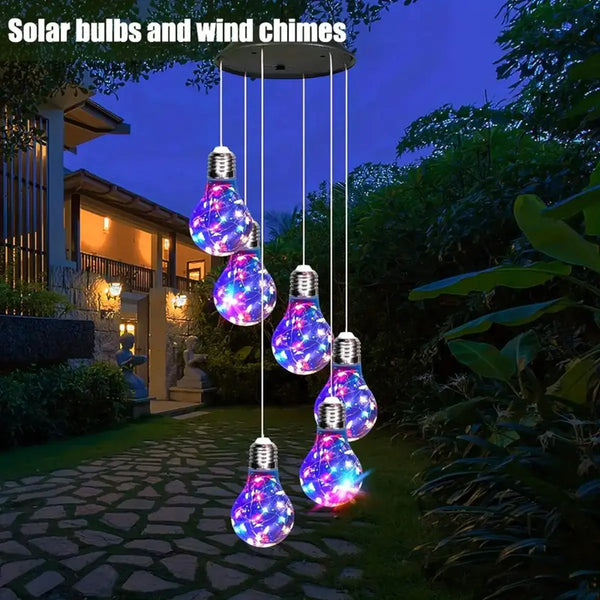 Lunavo Klanglicht Solar Windspiel mit Farbwechsel | 6 LED-Hängelampen | Für Garten, Balkon & Terrasse | Wetterfest & Dekorativ