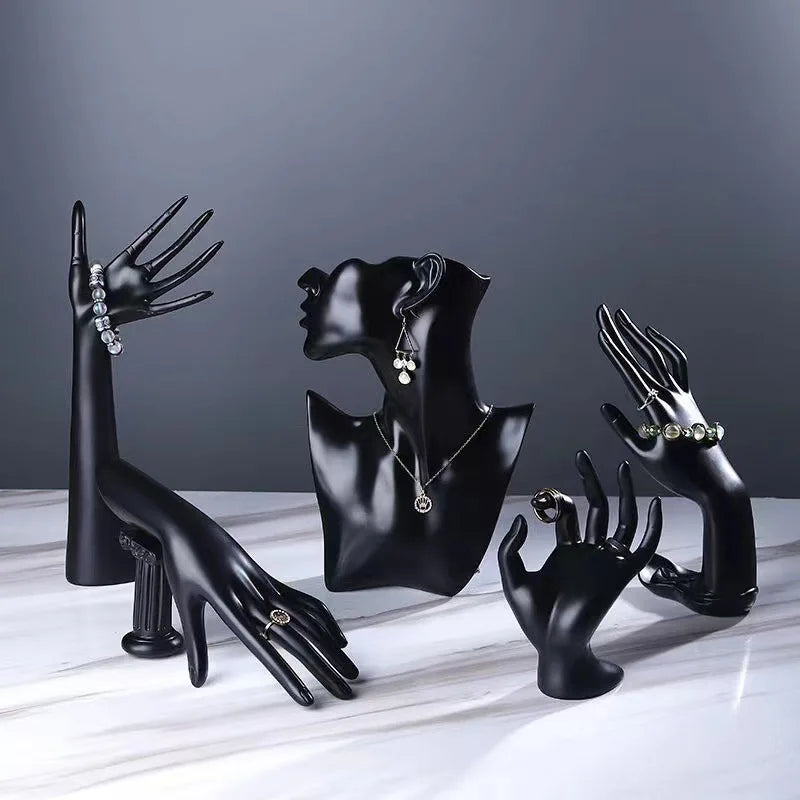 Schmuckdisplay EleganzForm  | Deko-Hand & Büste für Schmuckpräsentation | Für Ringe, Uhren, Armbänder & Halsketten | Künstlerische Deko