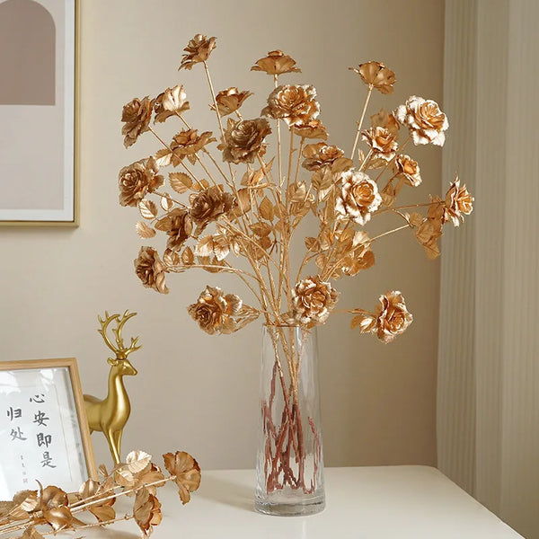 Dekoblume Gold Serie | Palmblatt, Ginkgo & Eukalyptus | Kunstblume 67–84 cm | Hochzeit & Weihnachten