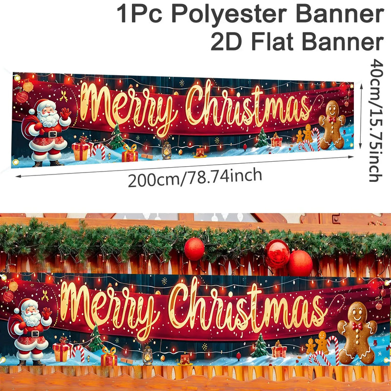 FestiJoy Weihnachts-Banner | Merry Christmas & Happy New Year 2025/2026 | Outdoor & Indoor Deko | Wetterfest & Wiederverwendbar