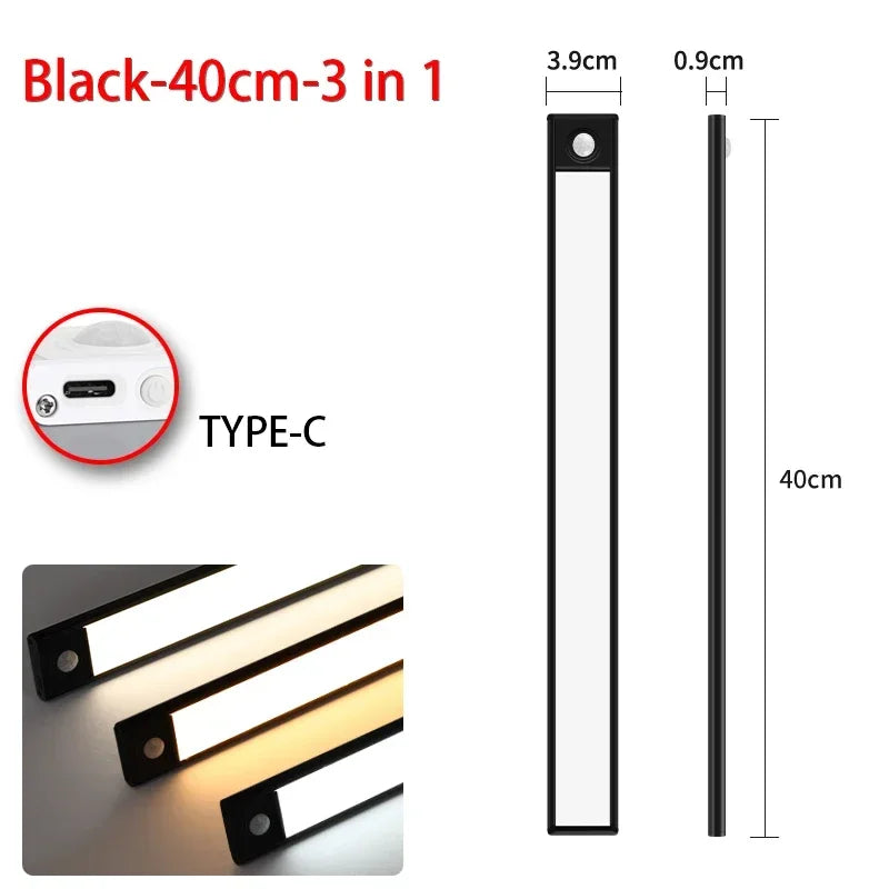 LED Schranklicht LumoSense | Bewegungsmelder & USB-C | 3 Lichtfarben | 20–60 cm