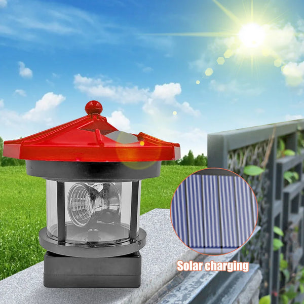 Solaria LightTower Solar-Leuchtturm Deko-Licht | LED mit rotierendem Lichtstrahl | Automatischer Sensor | Für Garten, Balkon & Zaun