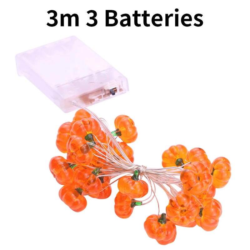 PumpkiLights LED Lichterkette | Halloween Kürbisdeko | 10/20/30 LEDs | 1–3 m | Batteriebetrieben