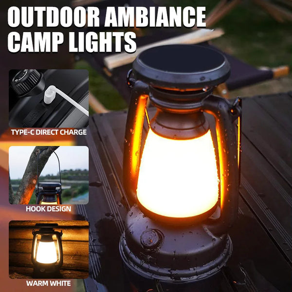 Nostalux Retro-Laterne | LED Tischlampe mit Fernbedienung | Aufladbar & Dekorativ | Für Zuhause, Camping & Bar
