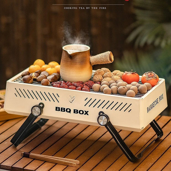 Campverro Tragbarer BBQ-Ofen für Garten & Camping | Multifunktional & Kompakt | Für Outdoor-Kochen ohne Kohle | 47 × 28,5 × 22,5 cm