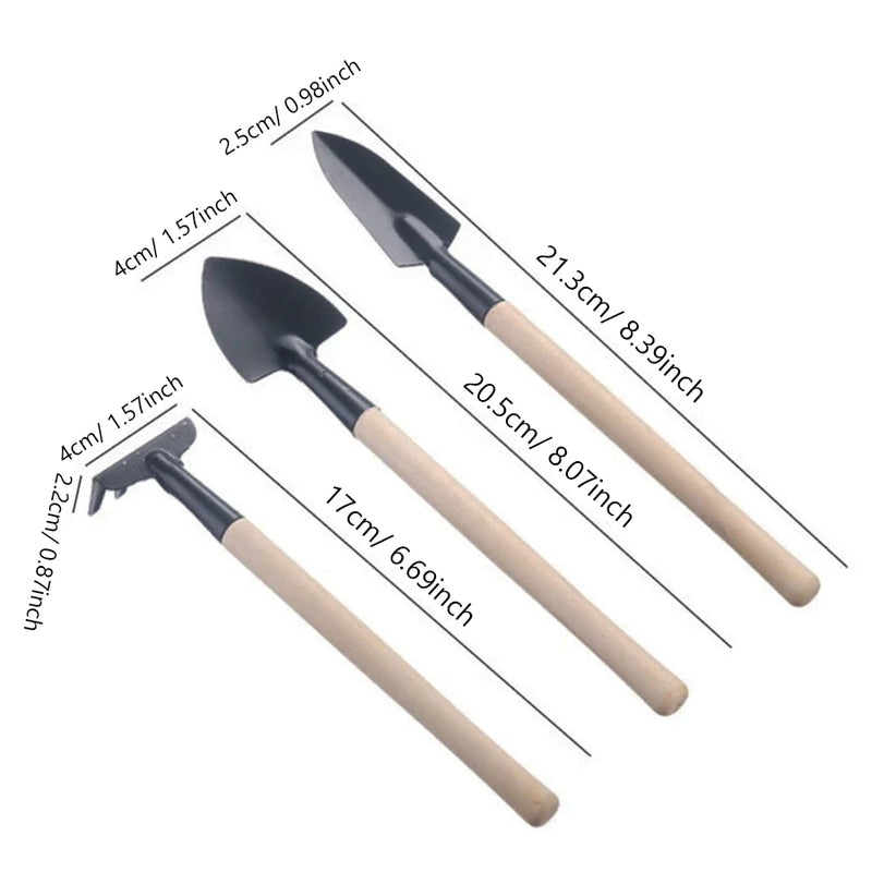 GartenMeister Pro | 3-teiliges Gartenset | Robuste Hand-Schaufeln & Spaten | Holzgriff | Ideal für Balkon & Garten