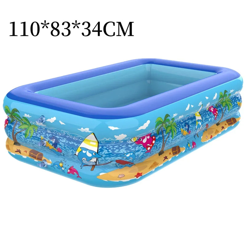 Luftolino Aufblasbares Kinderplanschbecken | 110–180 cm | Extra Dickes PVC | Cartoon-Design für Garten & Balkon