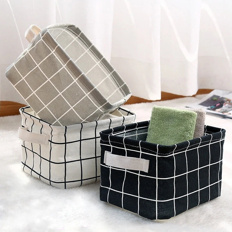 Korvelo Aufbewahrungskorb aus Baumwolle & Leinen | Faltbar & mit Griffen | Für Kleidung, Kosmetik & Kleinkram | Modern & Minimalistisch