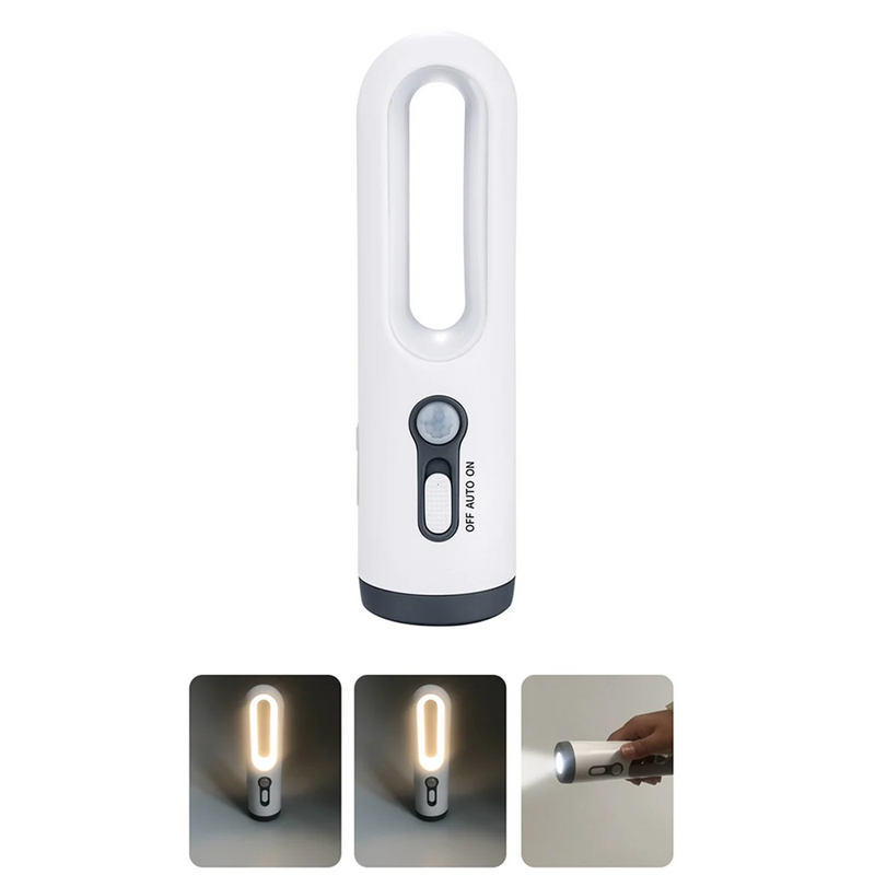 LED Nachtlicht mit Bewegungsmelder | 2-in-1 Nachtlicht & Taschenlampe | Wiederaufladbar & Notfalllampe | Dämmerungssensor