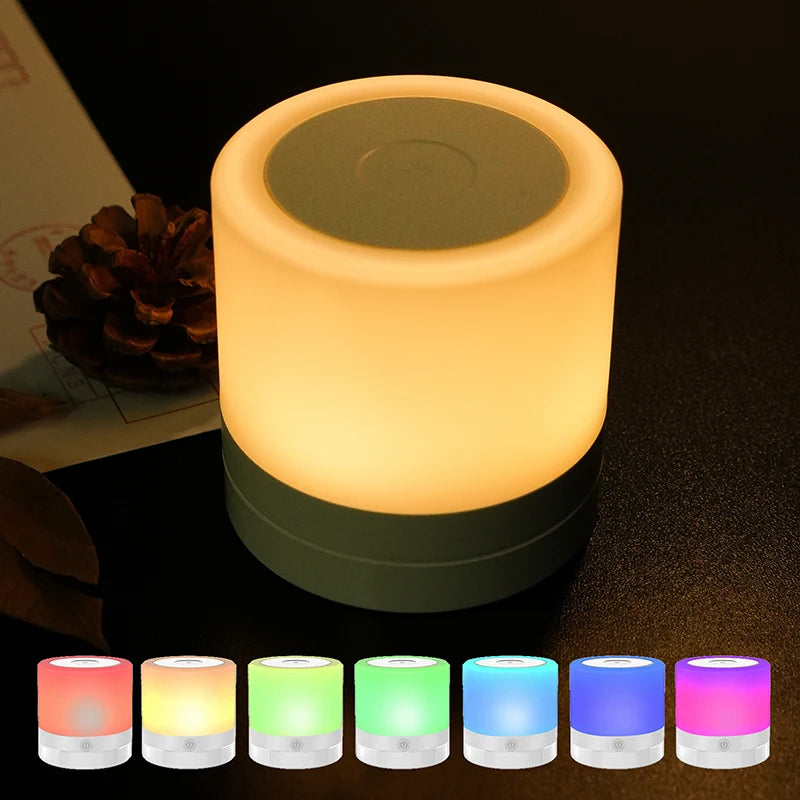 Tragbares Nachtlicht | RGB LED Lampe | Touch-Dimmer | USB Wiederaufladbar | 7 Farben