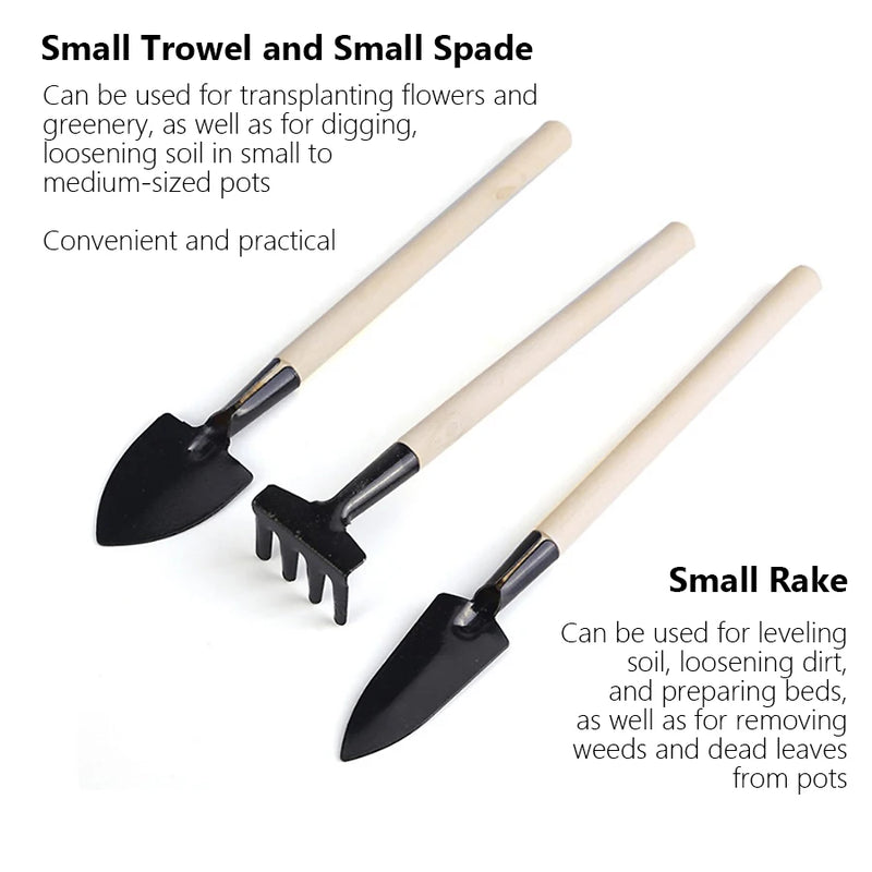 GartenMeister Pro | 3-teiliges Gartenset | Robuste Hand-Schaufeln & Spaten | Holzgriff | Ideal für Balkon & Garten