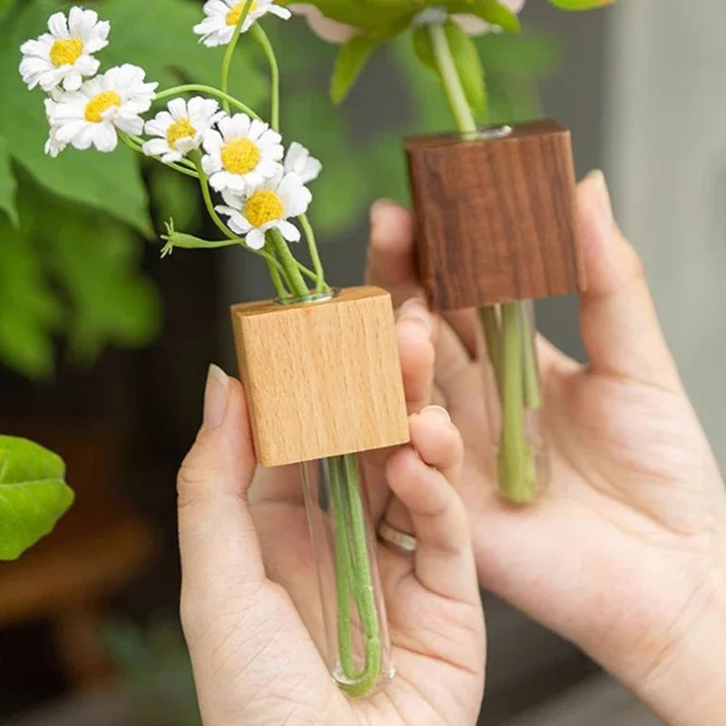 MagnaVase | Magnetische Reagenzglas-Vase aus Holz | Kreative Deko für Zuhause | Handgefertigt & Stylisch