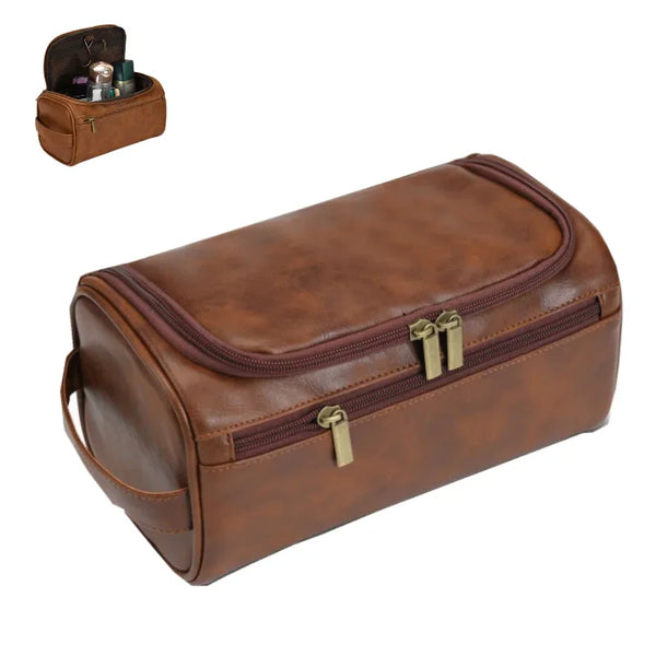 Kulturbeutel HERQVEST Classic | Vintage-Look & Hängesystem | Für Herren | Reisetasche für Kosmetik & Pflege