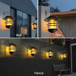 Flammora Solar Hängeleuchte mit Flammeneffekt | IP65 Wasserdicht | Edelstahl & Glas | Für Garten, Zaun & Terrasse