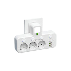 Mehrfachsteckdose VOLTRIQ ProLine | 3–4 Steckplätze + 2× USB & 1× Typ-C | 2500 W | Überspannungsschutz & Kontrollschalter