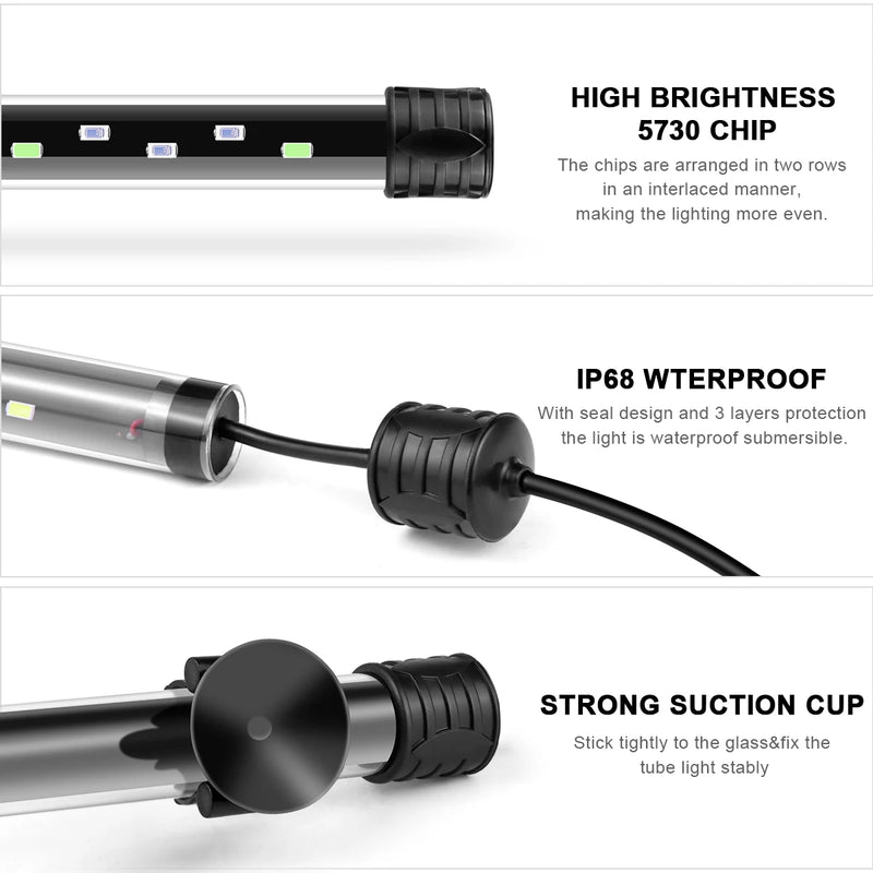 Aquanova LED-Aquariumlampe | Wasserdicht & Eintauchbar | Pflanzenwachstum & Fischfarben | 18–58 cm