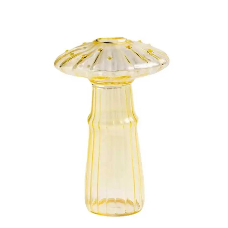 Glasflora Pilz-Vase aus Buntglas | Kreatives Design für Hydroponik & Deko | Handpoliert & Transparent | 12×10 cm