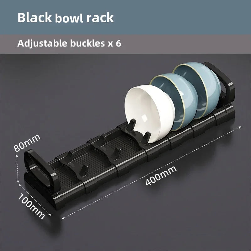Geschirrhalter FlexiRack | Verstellbares Schüssel- & Tellerregal | Mit Abtropffunktion für Schublade & Küchenschrank