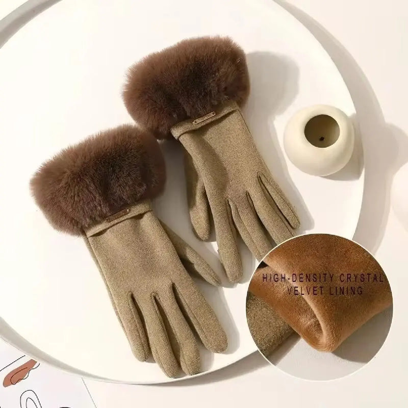 VeluLuxe Damen Winterhandschuhe | Warm Gefüttert mit Fleece & Velours | Touchscreen-fähig | Elegant & Bequem