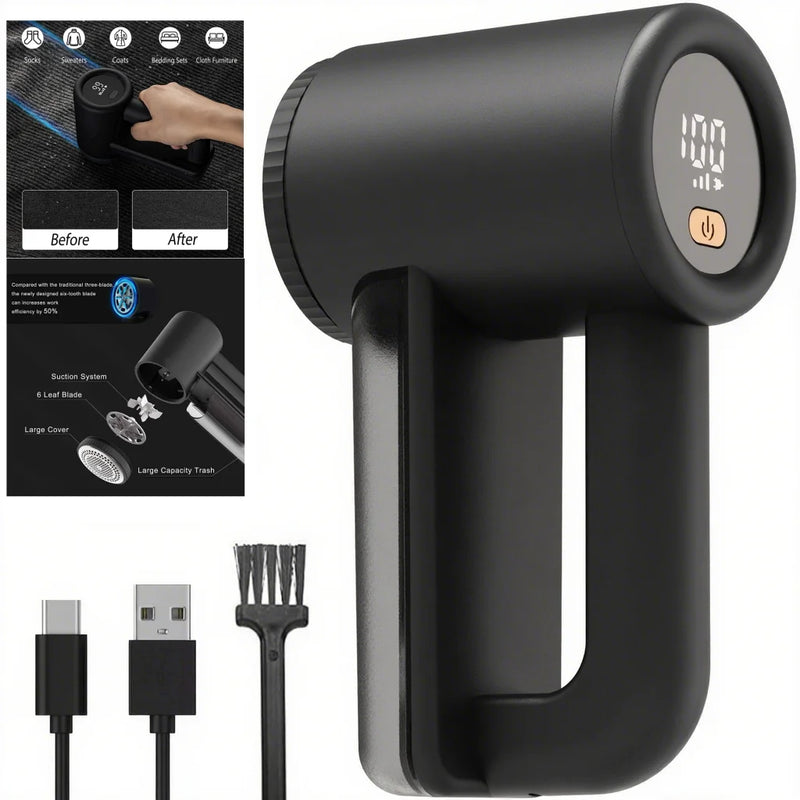 Texora Fusselentferner | Wiederaufladbar | 3 Geschwindigkeiten | LED Display | 2000 mAh Akku