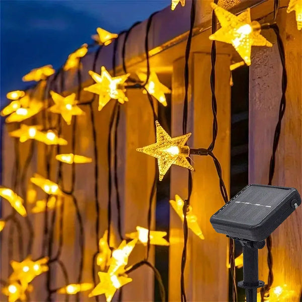 LumiStar Solar-Lichterkette Sterne | 8 Leuchtmodi | Wasserdicht & Energiesparend | Für Garten, Terrasse & Weihnachten