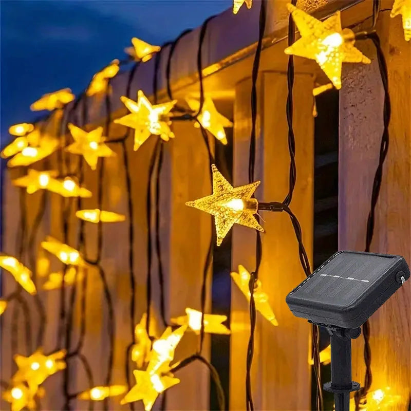 LumiStar Solar-Lichterkette Sterne | 8 Leuchtmodi | Wasserdicht & Energiesparend | Für Garten, Terrasse & Weihnachten