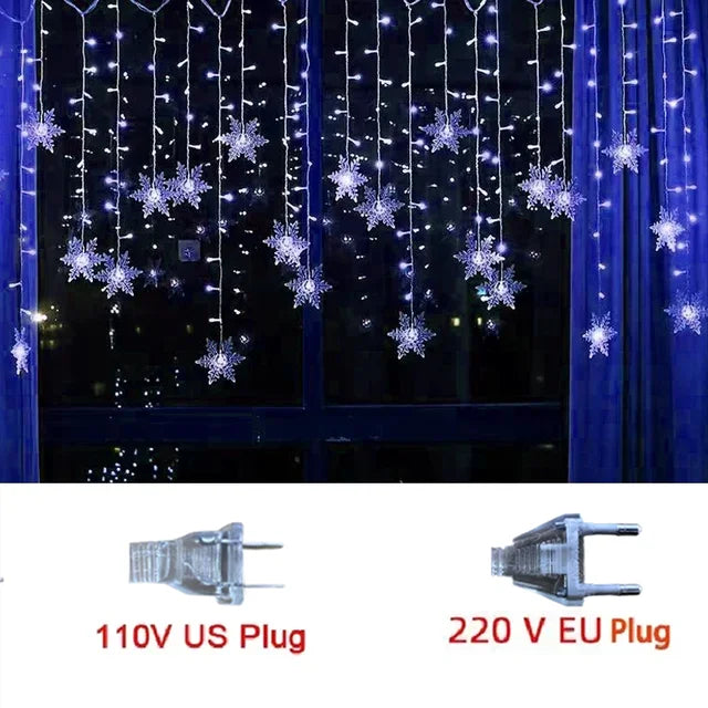 LED Schneeflocken Lichterkette SnowGleam | 3,2 m Vorhangbeleuchtung | 8 Modi | Wasserdicht IP44 | Weihnachts- & Partydeko
