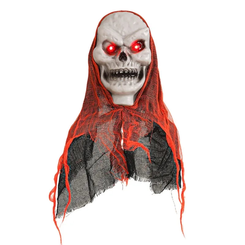 Halloween Deko GhostlyGlow | Hängender Geist mit Leucht-Schädel | Für Garten, Party & Haus