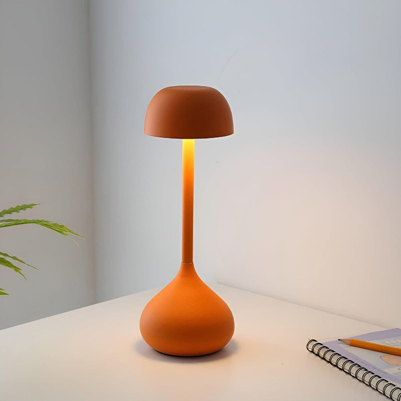 Velumia Kabellose LED Tischlampe Pilzform | Dimmbar & Wiederaufladbar | Touch-Funktion | Aluminium & Acryl | 11×30 cm