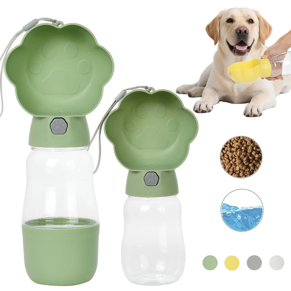 PetGo DuoBottle | 2-in-1 Hundetrinkflasche & Futterspeicher | Auslaufsicher & Tragbar | Für Unterwegs, Spaziergang & Reisen
