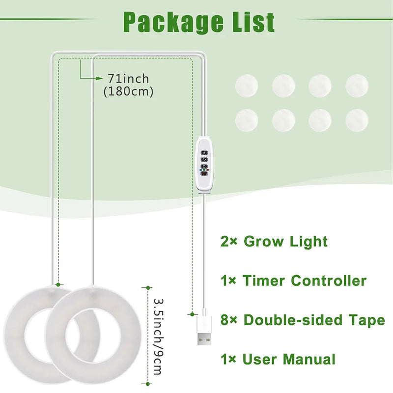 FloraHalo Pflanzenlampe | LED Pflanzenlampe Vollspektrum | 10 Helligkeitsstufen & Timer | Decken- & Unterbau-Halo-Licht für Zimmerpflanzen