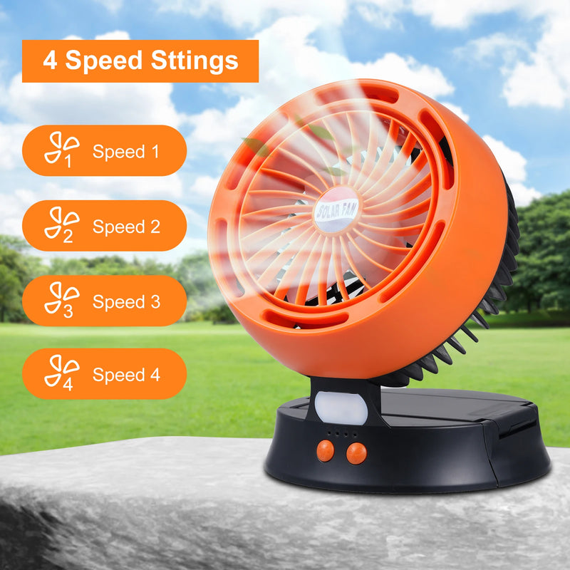 Ventoluxx Solar Campingventilator mit LED & abnehmbarem Solarpanel | 4 Stufen & 3 Helligkeiten | 10400 mAh Akku & Typ-C | Leise & Mobil