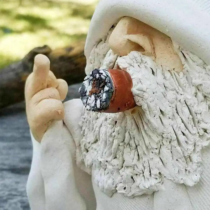 GrumpyBeard | Resinfigur Alter Mann mit weißem Bart | Lustige Gartenzwerg-Alternative | 15 × 10 × 7 cm